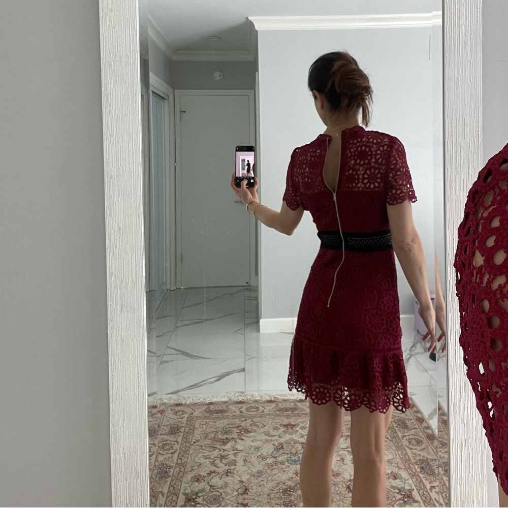 Lace burgundy cocktail dress